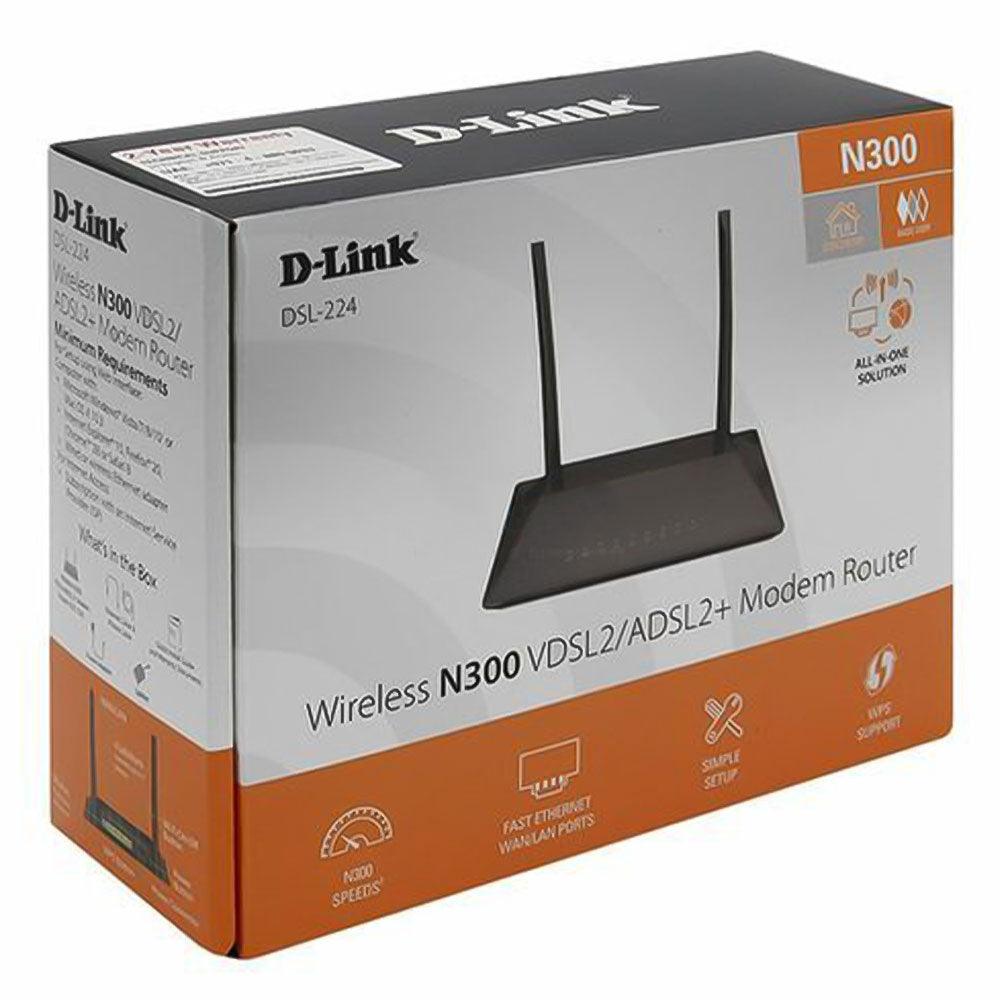 D-Link DSL-224 VDSL2/ADSL2+ Modem Router 4 Port 2 Antenna 300Mbps