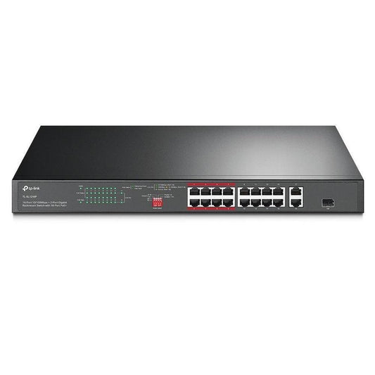 TP-Link TL-SL1218P Rackmount Switch 16 Port PoE+ 10/100Mbps + 2 Port 10/100/1000Mbps + 1 Port Combo Gigabit SFP